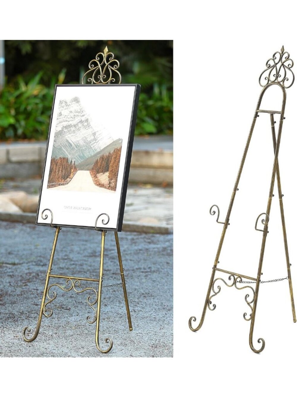 Vintage Metal Adjustable Easel Stand - Free Standing Art Display Holder